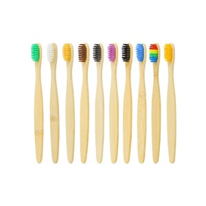 Cepillo de dientes de bambú natural 100% ecológico para adultos y niños Biodegradable con cepillo de color para uso doméstico - Product Image 1