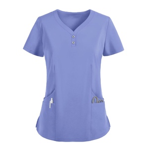 Ladies Nursing Uniform V Neck Top Pants Sets Nurse Custom Logo Sizes Colors Medical Hospital Wholesale Bulk Low Price Scrub Set - Product Image 1