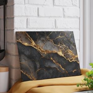 Planche à découper noire moderne de designer avec accent doré pour des plateaux de service élégants, décoration intérieure et utilisation spéciale comme cadeau en provenance d'Inde - Product Image 6