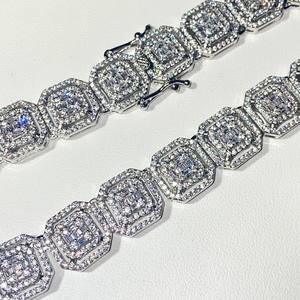 Collar de Cadena de Oro de 14K y Plata de Ley 925 con Engaste de Bisel y Moissanita VVS con Certificado IGI - Regalo Elegante y Moderno Personalizado - Product Image 2