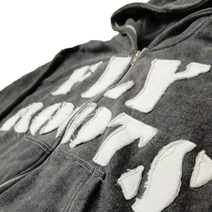 2024 nuevo estilo de ropa de calle de alta calidad térmica hombres desgastado bordado Sudadera con capucha gran oferta diseño de tendencia hombres desgastado Sudadera con capucha - Product Image 6