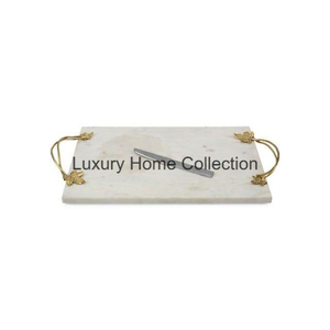 Utensilios de cocina de lujo Bandeja de mármol decorativa Forma rectangular con piedra de color blanco Mesa Comedor Centro de mesa Accesorios Suministros - Product Image 1