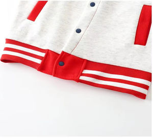 Veste universitaire unisexe pour enfants en tricot écologique, respirante et coupe-vent, en polyester/coton, doublée de polaire, style streetwear - Product Image 5