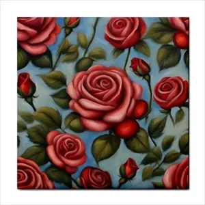 ศิลปะตกแต่งผนังลายกุหลาบกระเบื้องเซรามิกกันน้ำมันกระเด็นลายดอกไม้ - Product Image 1