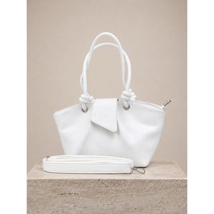 Soft White PU <b>Leather</b>-look Hand & Shoulder Bag with Knot Detail Water-Resistant Feature - Product Image 1
