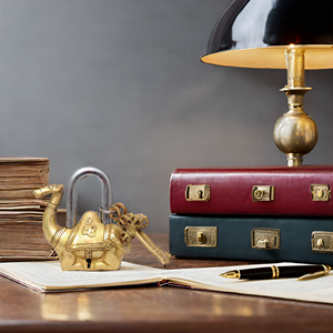 Cadenas intelligent en laiton camel-doré Serrure en fer Clé étanche fonctionnelle et élégante Forme de chameau doré Verrouillage à levier unique 0.59kg - Product Image 3