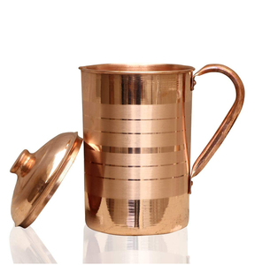 Pichet à eau en cuivre pur, anti-fuite, antibactérien, capacité de 1500 ml, logo personnalisé, design haut de gamme, décoration, vente en gros - Product Image 6