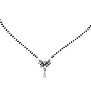 Collar de Mangalsutra de Zirconia cúbica de Plata de Ley 925, cuentas negras tradicionales y cadena, collares de cuentas finas, regalo para ella - Product Image 2