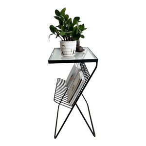 SST028 Minimalist Glass-Top Coffee <b>Table</b> with Durable <b>Iron</b> Frame Tempered for Tea <b>Table</b> Use in Farmhouse Interior Decoration - Product Image 3