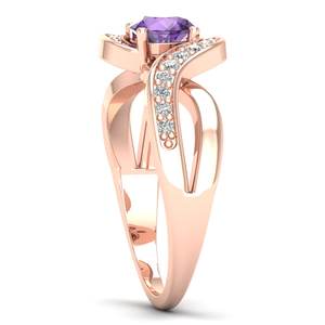 Anillo REYES de Plata de Ley 925 con Moissanita Certificada GRA y Amatista, Anillo de Lujo para Mujer, Regalo de Aniversario - Product Image 3