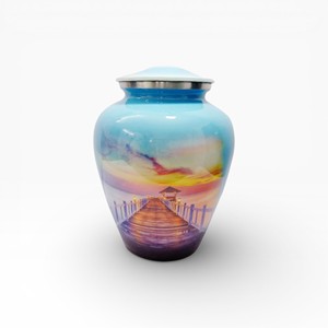 Urne funéraire bleu roi avec aigle et drapeau, motifs patriotiques pour l'honneur et la mémoire - Product Image 4