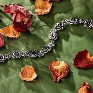 Jeulia Sterling Silver Rose Flower <b>Bangle</b> <b>Bracelet</b> with Zircon Rhodium Plated 195mm - Product Image 6