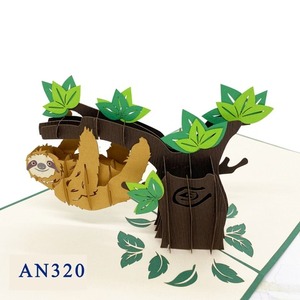Best Seller Handmade Kirigami 3D Pop-up Animals Greeting Card <b>Sloth</b> Laser Cut Paper Wedding Birthday <b>Gifts</b> Wholesale - Product Image 1