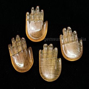 High Grade Peach <b>Moonstone</b> Stone Hamsa Hand Shape Carved Gemstone with Smooth Finish for Jewelry Gift Spiritual Craft Use - Product Image 2