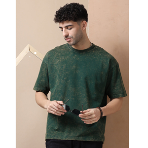 Camisetas unisex lavadas con ácido personalizadas al por mayor, camiseta de manga corta holgada vintage con gráfico de gran tamaño para hombre, Camiseta con estampado de hojaldre - Product Image 1
