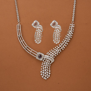 Dernier collier classique en zircon cubique de qualité d'exportation fait à la main plaqué rhodium bijoux de mode - Product Image 2