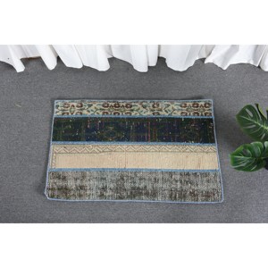 Tapis Turc Vintage Moderne 1,8x2,9 pieds Beige Vert Tapis Plat en Laine Tissée avec Support en Latex pour Décorations de Salon - Product Image 2