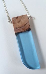 Wood Personality Pendant love Necklace Chain Color Solid <b>Resin</b> Handmade Beaded Pendant Necklace for Women - Product Image 3