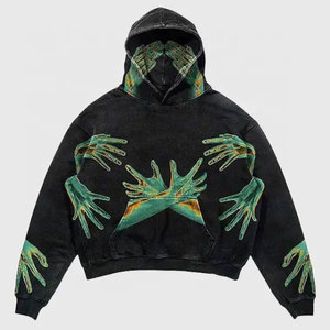 OEM ODM personalizado hombres Rhinestone sudaderas con capucha DTG DTF sublimación sudadera Streetwear pulóver ropa Casual - Product Image 2