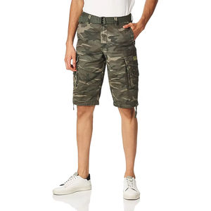 Pantalones cortos informales de sarga de algodón para hombre con cremallera Fly Cargo patrón sólido secado rápido ajuste suelto con bolsillo en la rodilla-venta al por mayor - Product Image 1