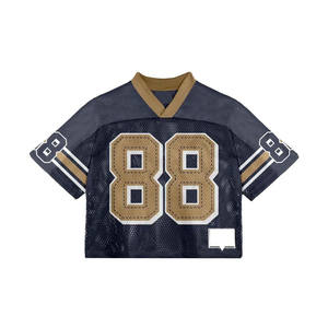 Maillot de football américain en maille Boxy personnalisé pour adultes, streetwear à la mode, maillot rétro à design vierge de coupe surdimensionnée, vente en gros - Product Image 2