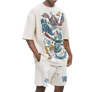 Venta al por mayor de camisetas de verano, camiseta para hombre, conjunto corto, chándal, ropa de calle para hombre, conjunto corto de 2 piezas de algodón transpirable - Product Image 3