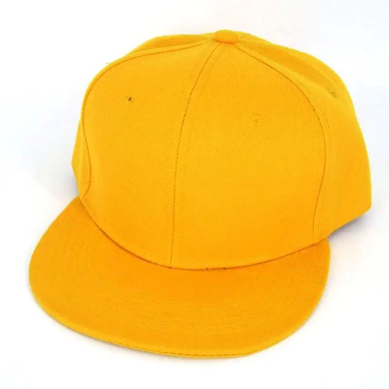 Cappello Snapback da Cricket Design personalizzato tinta unita colore giallo 5 pannelli cappelli Snapback in cotone allenamento Casual sport Head Wear