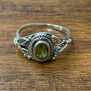 2.9 Grams <b>Peridot</b> Gemstone <b>Ring</b> 14K Yellow Gold Cut Stone Statement Style Gold Plated Inlaid Number for Everyday Wear Weddings - Product Image 1