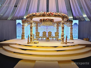 ชุดตกแต่งมณฑปงานแต่งงานอินเดีย ดีไซน์สวยงามรูปทรงกลม มณฑปงานแต่งงานโบราณสีทอง ชุดมณฑปงานแต่งงานฟลอริด้า - Product Image 3