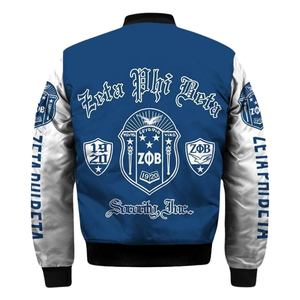 Chaqueta de Satén de la Hermandad Zeta Phi Beta, Azul y Blanca, para Mujer, 1920, Ropa Griega ZPB, Bordado de Escudo, Estilo Universitario Premium - Product Image 2