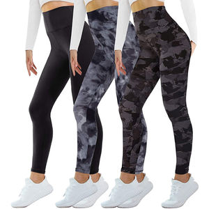 Leggings de yoga à imprimé léopard solide taille haute pour femmes pantalons de sport doux avec fermeture à la taille élastique pour une utilisation en fitness et en salle de sport - Product Image 1
