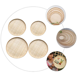 ถาดอาหารทรงกลมทำจากไม้ไผ่พร้อมดีไซน์คลาสสิกชั้นเดียวและรู - Product Image 3