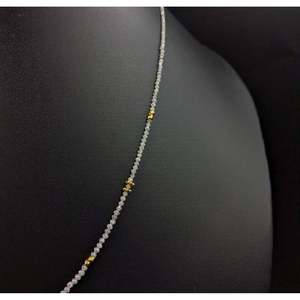 Collier en or 18 carats plaqué or avec perles en forme de boule, motif diamant blanc - Product Image 6
