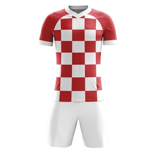 Maillot de football personnalisé par sublimation 100% polyester respirant écologique séchage rapide col rond manches courtes unisexe adulte équipe - Product Image 2