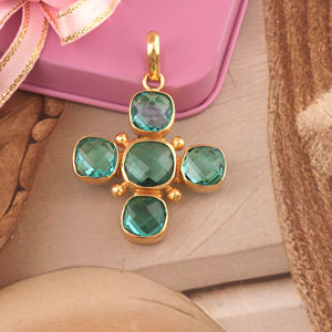 Cojín apatita cuarzo piedra preciosa colgante con cuentas diseño hecho a mano Cruz religiosa briolette multi piedra preciosa colgante al por mayor encantos - Product Image 3