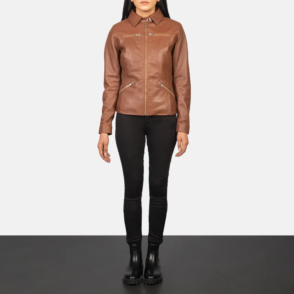 Оригинальная Женская куртка из натуральной кожи на заказ, новая модная Осенняя кожаная коричневая куртка с длинным рукавом для дам, зимняя куртка