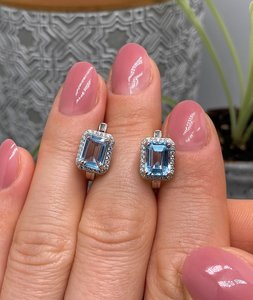 Pendientes de Topacio Azul Cielo, Piedra Preciosa Natural, Plata de Ley 925, Chapados en Oro, Joyería Fina y Bonita para Mujer, Aniversario, Fiesta - Product Image 6