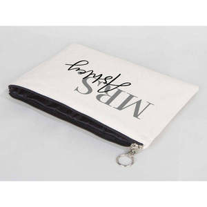 Personalized Cotton Wedding <b>Clutch</b> with Custom Letter Decoration <b>Bridesmaid</b> Gift Bag with Zipper Closure - Product Image 5