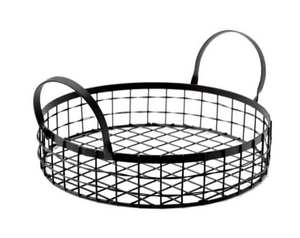 Corbeille à fruits en fer noir à volutes de qualité supérieure avec pieds artistiquement incurvés et style vintage pour comptoirs décoratifs - Product Image 1