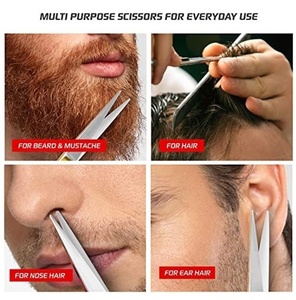 Tijeras para Barba con hoja curva de microdientes de 11 cm, acortamiento óptimo, acero inoxidable, bigote, nariz, cabeza, cizalla para el pelo, extremadamente afilada - Product Image 6