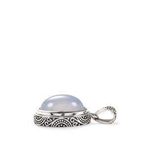 Colgante de Plata de Ley con Calcedonia Azul, Amuleto Religioso Hecho a Mano, 11.90 Quilates - Product Image 2