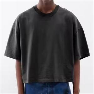 Crop Boxy Fit camiseta hombres camiseta de gran tamaño impresión personalizada camisetas personalizadas 100% algodón Boxy Fit camiseta fabricante precio caliente - Product Image 5