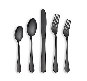 Ensemble de couverts en métal noir 5 pièces cuillère couteau fourchette en acier miroir pour la cuisine et les restaurants vente chaude - Product Image 1