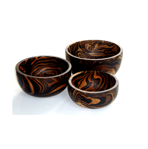Juego de 2 nuevos cuencos para servir de madera de mango hechos a mano, fabricante y exportador, diseño personalizado, proveedor de cuencos para servir ensaladas de madera redonda - Product Image 3