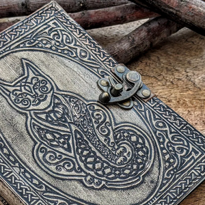 สมุดบันทึกงานแฮนด์เมดสมุดโน้ตหนังรูปแมวสลักลายนูนพร้อมแผ่นกระดาษวาดรูปไดอารี่สมุดร่างรูปสัตว์น่ารัก - Product Image 2