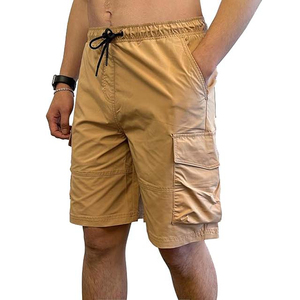 Short cargo de sport avec logo personnalisé Short ample hip-hop en coton de couleur unie à long cordon de serrage pour hommes - Product Image 4