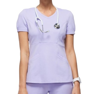 Wholesale 100% Cotton Knitted Eco-Friendly V Neck Hospital Nurse Medical <b>Scrub</b> <b>Uniform</b> <b>Scrub</b> Suit Customized Unisex <b>Scrub</b> 2026 - Product Image 3
