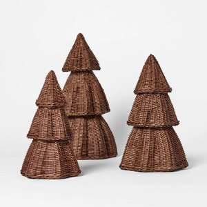 Árbol de Navidad Decorativo de Ratán Tejido a Mano, Decoración Festiva Hecha a Mano para Estantes y Escritorios de Vietnam - Product Image 1