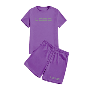 Conjunto de camiseta y pantalones cortos de algodón y poliéster para hombre, conjunto de dos piezas, chándal corto de verano, venta al por mayor, nuevo diseño - Product Image 3