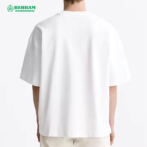 Camisetas de Cuello Redondo Ajustadas de Algodón/Fibra de Bambú de Alta Calidad, Fabricante OEM Personalizado, Ropa Casual para Hombre, Hombros Caídos, Impresión Digital - Product Image 3